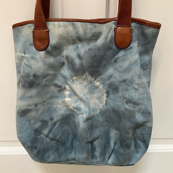 Lucky Brand Tie Dye Leather & Canvas Tote Bag - Picture 3 of 9